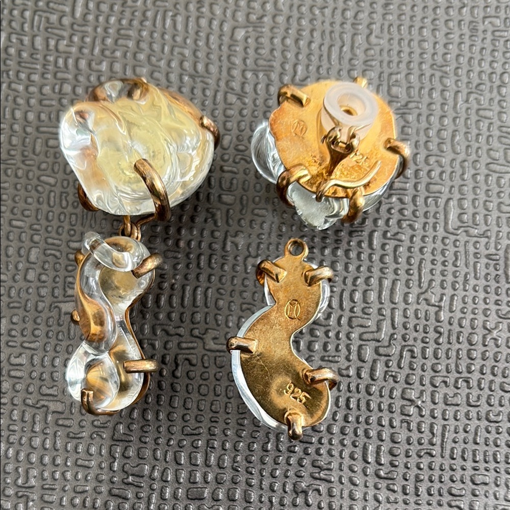 Clip on earrings with cushion for comfort. Can be worn with or without drop.